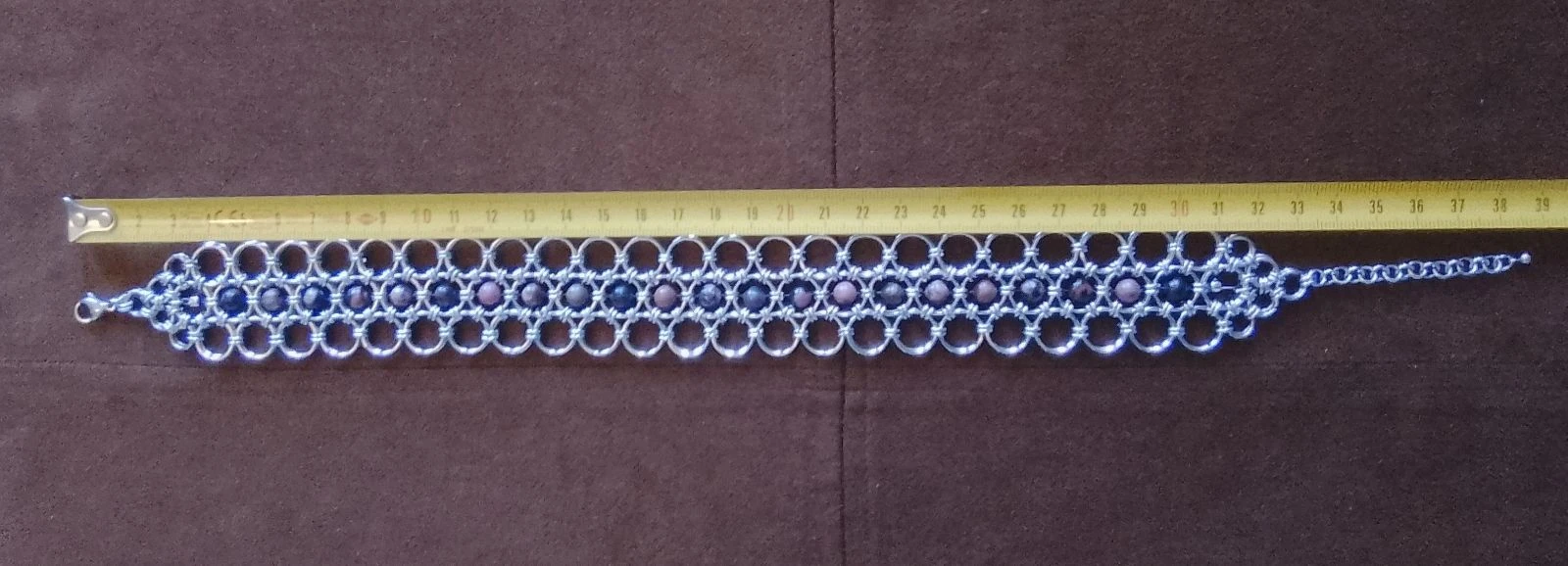 Japanese chainmail choker necklace with natural stones – photo 6